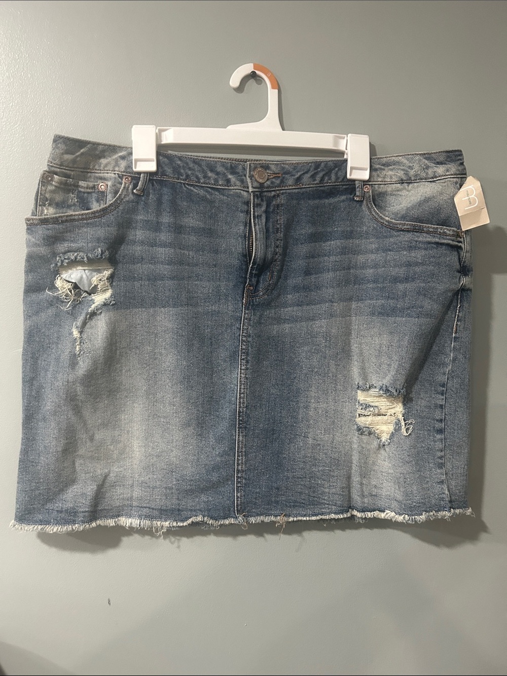 Light Wash Denim Skirt with Faded Finish